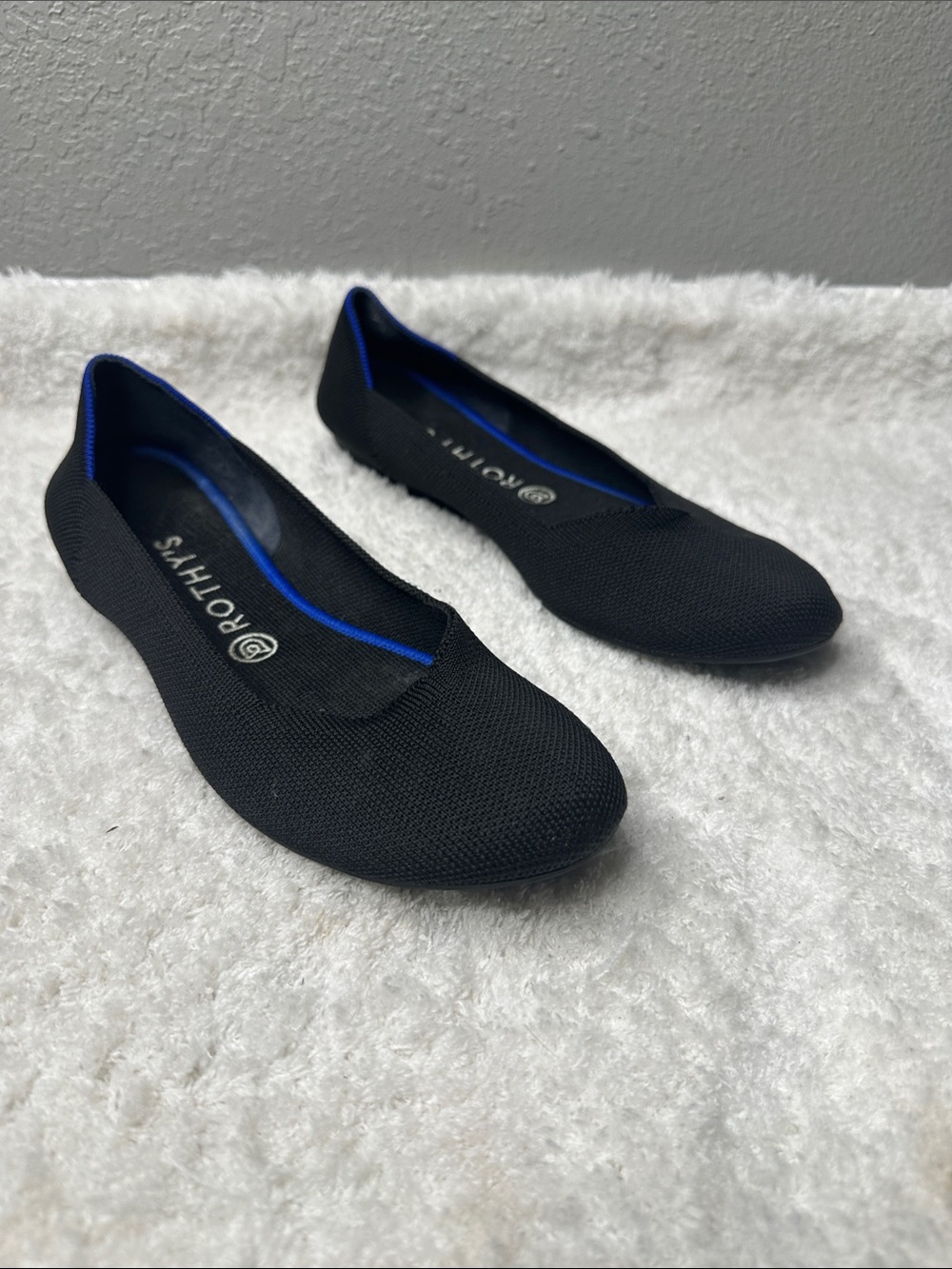 Rothy’s The Flat Black Solid Knit Ballet Flats - Size 10